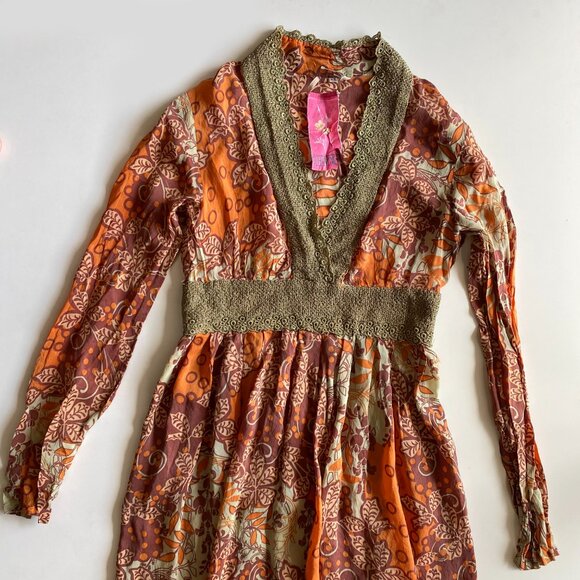 JOHNNY WAS Boho Floral Dress Size XS Long Sleeve Vintage-Inspired Retro Print - Picture 7 of 8
